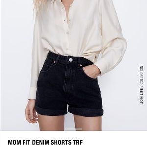 Zara MOM FIT DENIM SHORTS Black